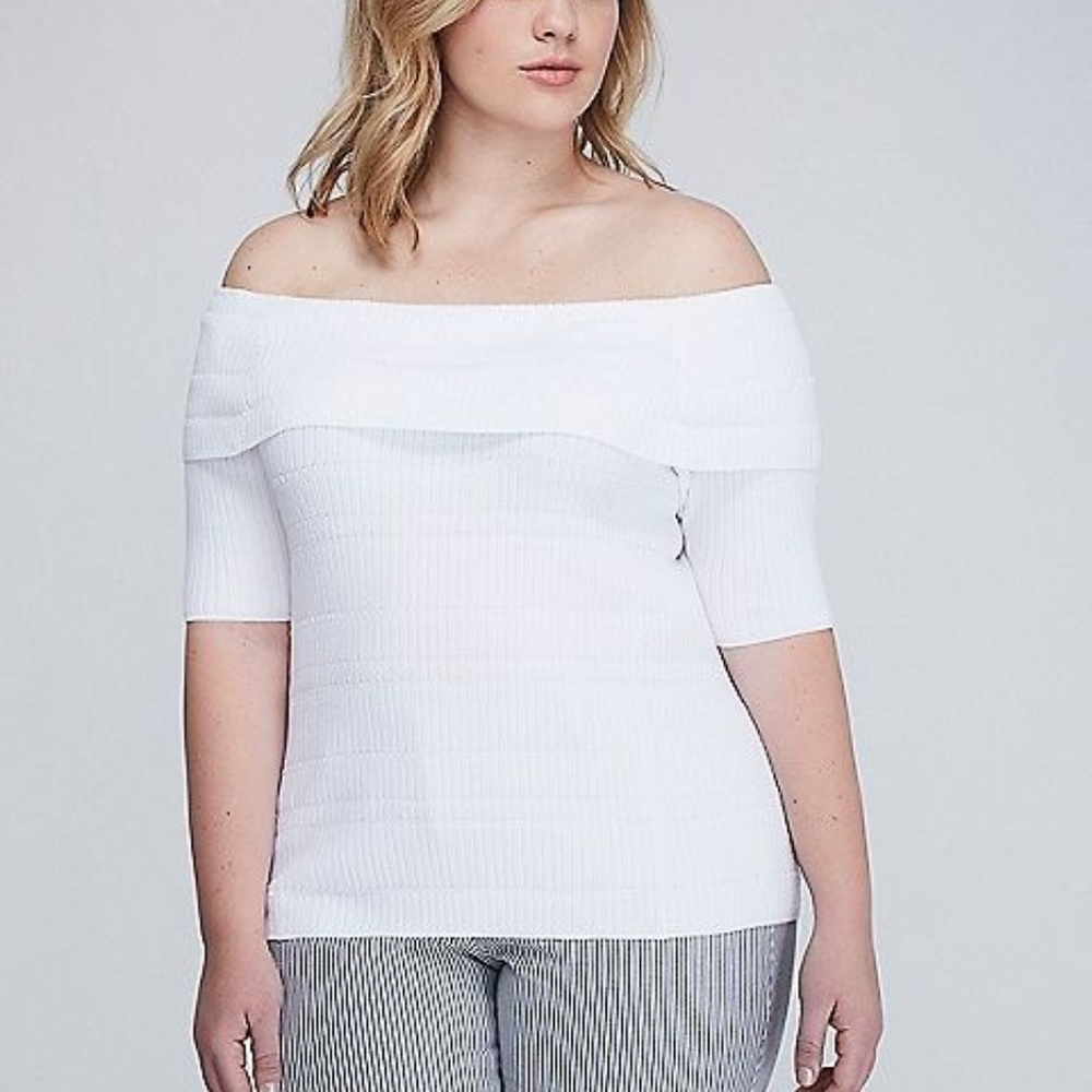 LANE BRYANT 3/4 SLEEVE OFF-THE-SHOULDER SWEATER A3 - Picture 3 of 8